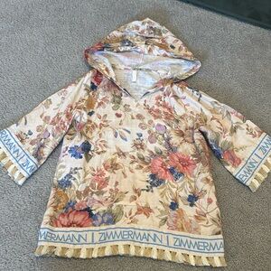 Zimmermann girls floral cotton hooded tunic/dress